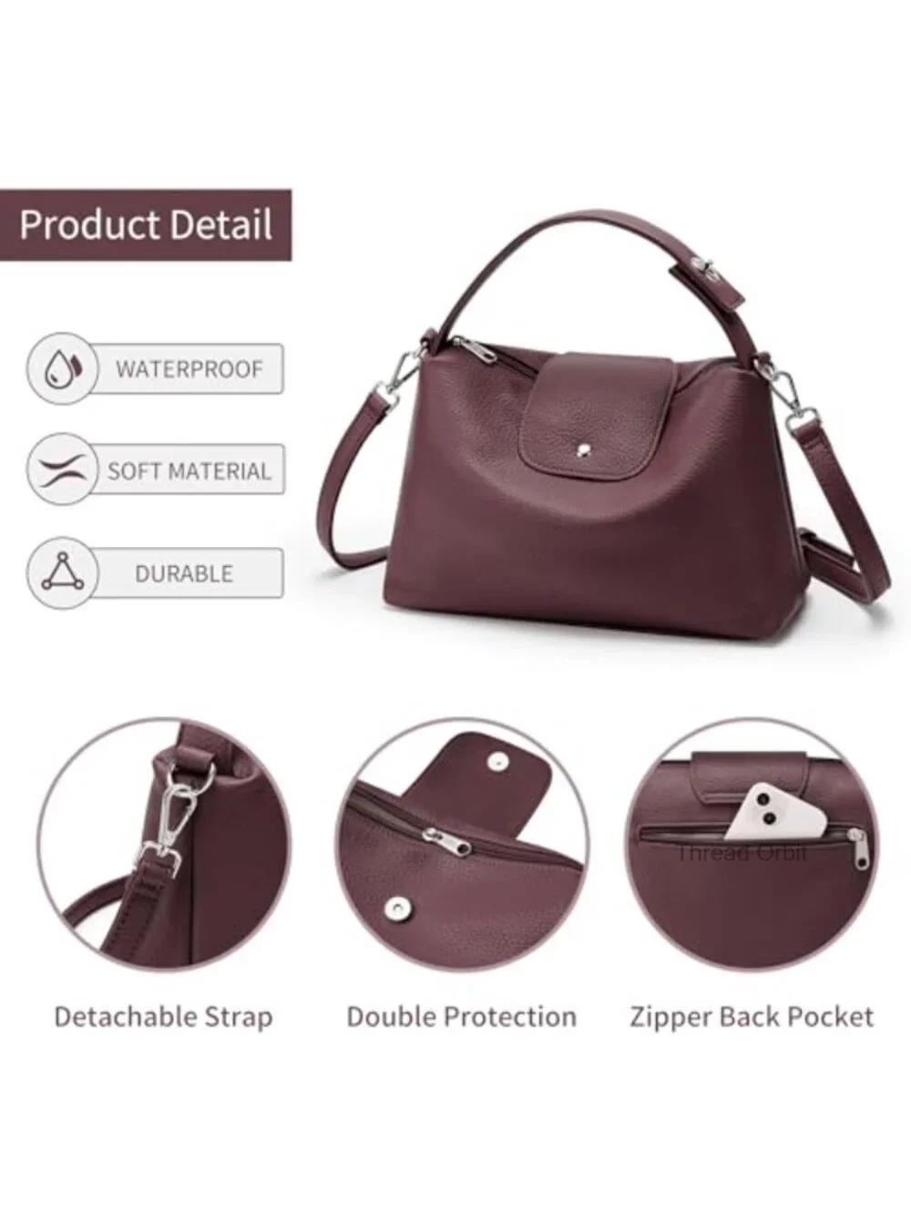 Soft Vegan Leather Hobo Bag Crossbody Purse Satchel Top Handle